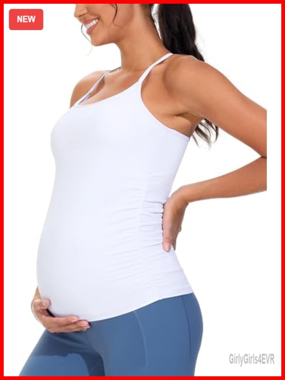 Maternity Tank Top Racerback Sleeveless Yoga Workout Shirt with Removable